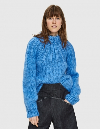 Julliard Mohair Open Back Pullover in Marina