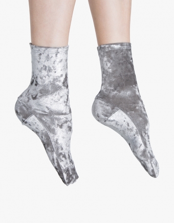 Silver Foil Crushed Velvet Socks