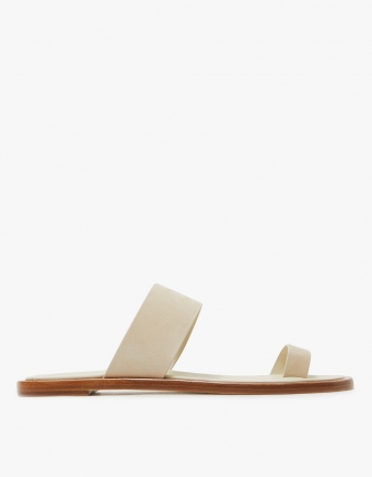 Minimalist Suede Sandal in Sand