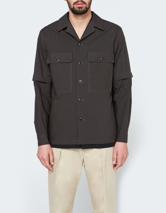 Detachable Sleeve Overshirt in Lichen