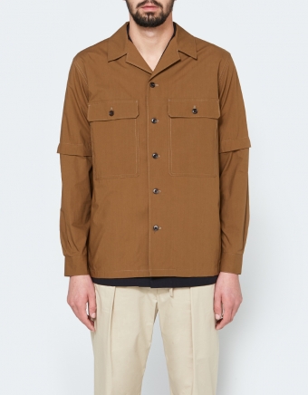 Detachable Sleeve Overshirt in Coffee