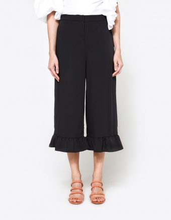 Ruffled Hem Wide Pant