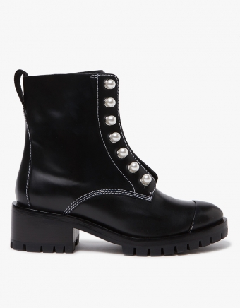 Hayett Lug Sole Zipper Boot with Pearls