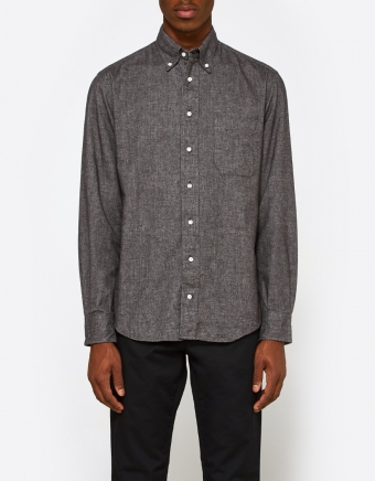 Flannel Chambray Shirt in Black