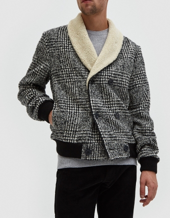 Shawl Collar Jacket in White/Black