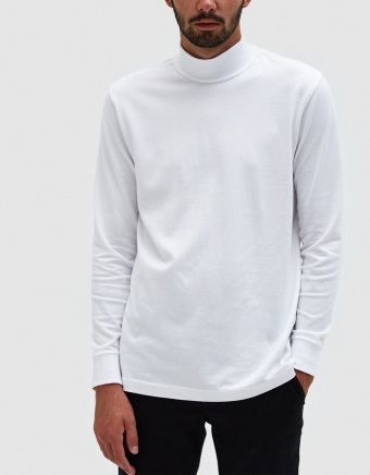 LS Mock Neck Tee in White