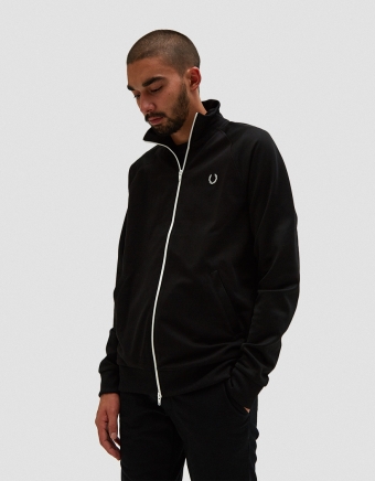 Reverse Tricot Track Jacket in Black
