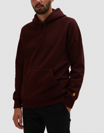 Hooded Chase Sweatshirt in Damson/Gold