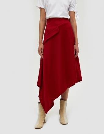 Asymmetric Side Button Skirt