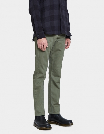 Work Trouser in Olive Herringbone