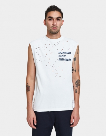 Cult Moth Eaten Muscle Tee in White