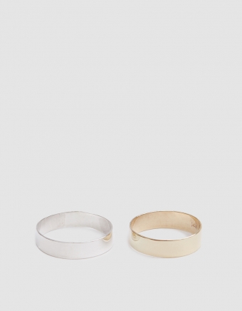 Set of Two Bands in Sterling Silver/14KT Gold