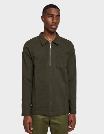 Halidon Long Sleeve Polo Sweat in Olive