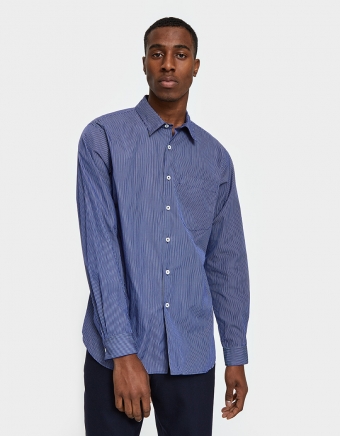 Dark Stripe Washed Basic Shirt in Navy/White