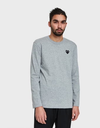 Play LS Black Heart T-Shirt in Grey