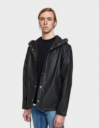 Hooded Coaches Jacket in Black