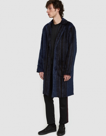 Stripe Overcoat in Navy