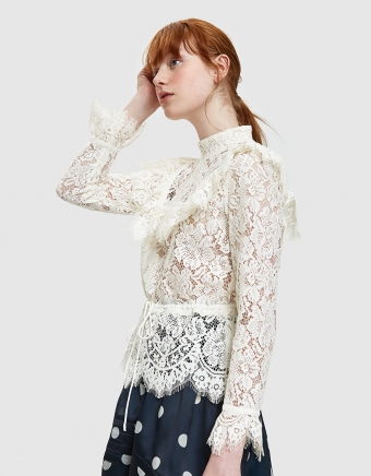 Jerome Lace Blouse in Egret