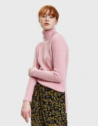 Mercer Knit Rollneck Sweater in Sea Pink