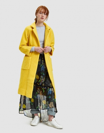 Fenn Long Wrap Coat in Lemon