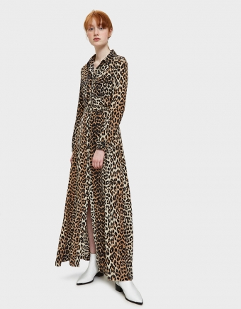 Fayette Silk Maxi Dress in Leopard