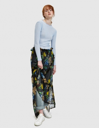 Louvre Chiffon Maxi Skirt in Black