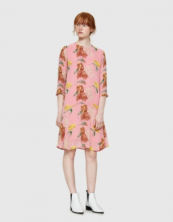 Marceau Georgette Ruffle Hem Dress in Sea Pink