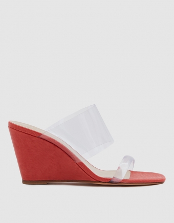 Olympia Wedge in Red Faux Lizard