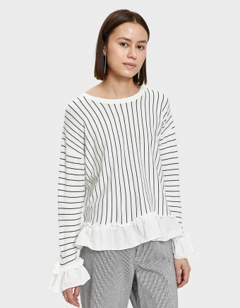 Kat Top in Black White Stripe