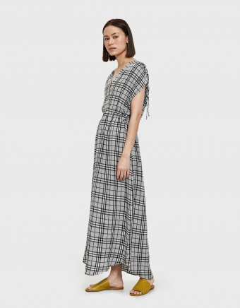 Roma Maxi Dress in Black Plaid
