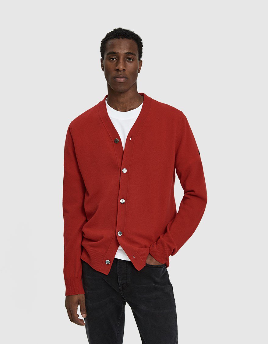 Small Black Heart Sleeve Cardigan Sweater in Red