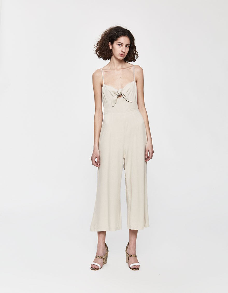 Toni Bow Front Jumpsuit in Cream