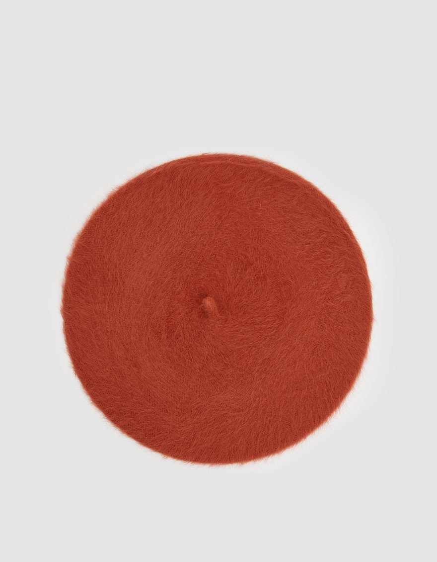 Saskia Fuzzy Beret in Rust