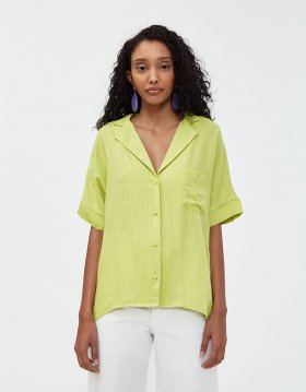Mary-Beth Buttoned Top in Lime Green