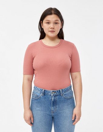 Rib Crew Neck in Dusty Rose