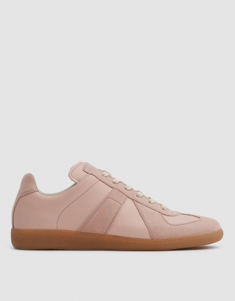 Calfskin/Suede Replica Trainer in Nude