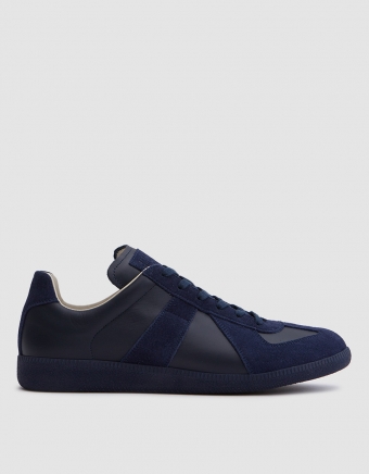Calfskin/Suede Replica Trainer in Blue