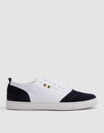 Suede Canvas Low Sneaker in Navy White