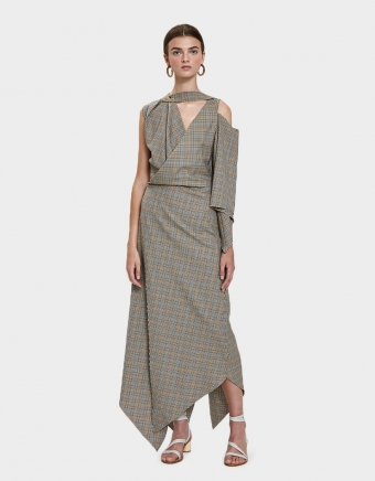 Checkered Asymmetry Dress