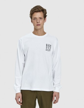 Long Sleeve Crew Tee in White/Black