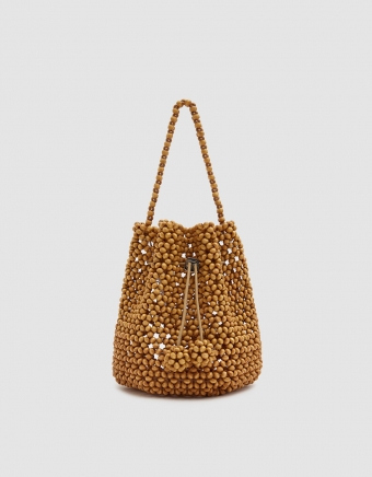 Tulipa Beaded Bag in Light Wood