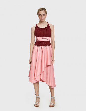 Gathered Bodice Belted Dress