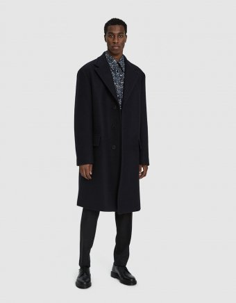 Classic Wool Coat in Navy