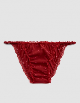 Stretch Crepe De Chine Panty "Pois" in Ruby/Fuchsia