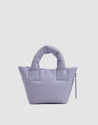 Pebble Leather Mini Puff Bag in Lavender