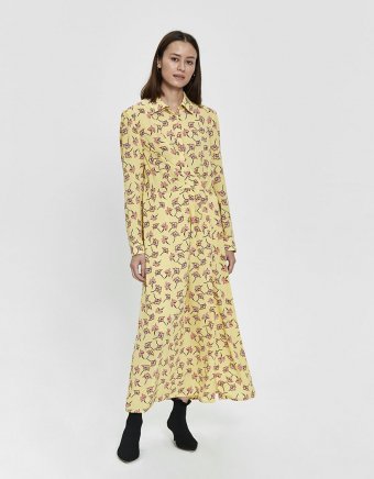 Alham Crepe Dress in Lemon Flowersketch