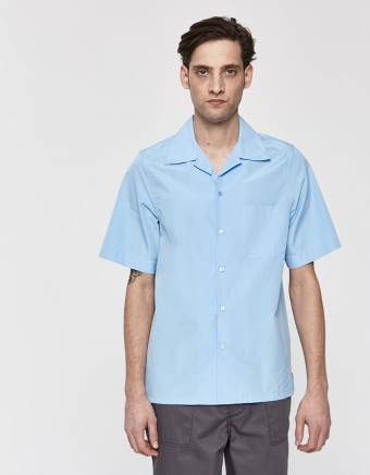 Poplin Button Up Shirt in Light Blue