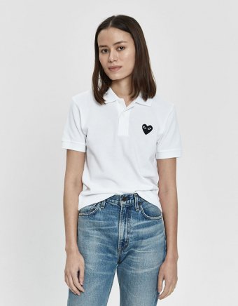 Play Black Heart Polo Shirt in White