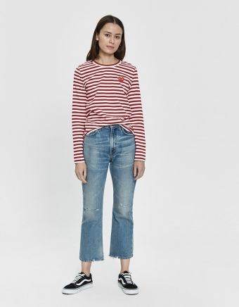 Play Striped Long Sleeve Tee in Red