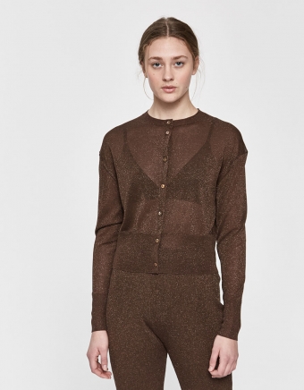Metallic Crewneck Cardigan